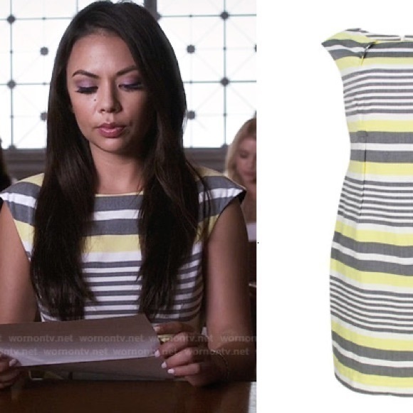 Calvin Klein cap sleeve mini sheath dress in gray and white stripes size 6 - Picture 3 of 14